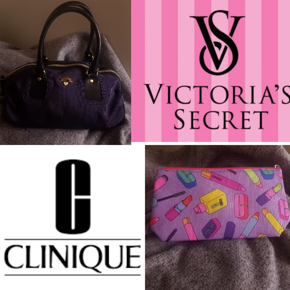 Purple Victoria's Secret Purse & Clinique Bag